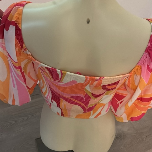 Flying Tomato Multi Color Puff Sleeve Crop Top Large - Picture 6 of 9